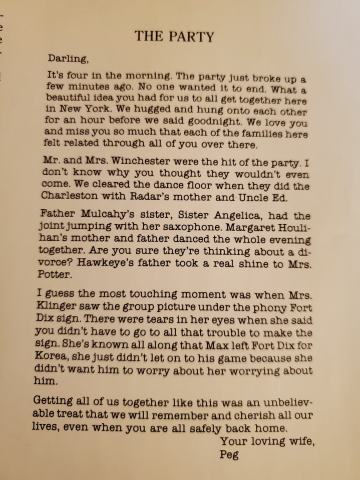 Party summary A block of text in the form of a letter