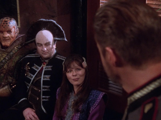 ambassadors the three b5 alien ambassadors lined up watching Sheridan's speech
